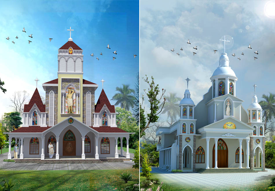 1. St Sebastian Church Adikolly , 2. chapel At Lasalate Retreat Centre Kayakunnu
